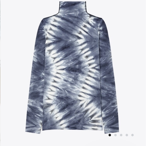 TORY BURCH SPORT TIE-DYE TISSUE-SEAMLESS LONG-SLEEVE MOCK-NECK - Picture 3 of 7